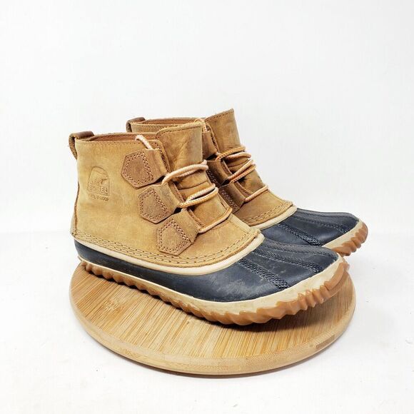 Sorel Out n About Womens 6.5 Duck Boots Brown Leather Lace Up Ankle Shoes - Picture 6 of 13